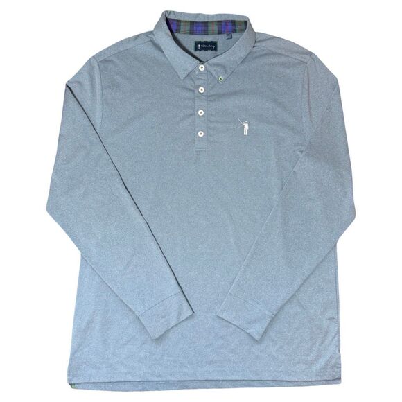 William Murray Golf Long Sleeve Polo Shirt XL Plaid Collar - Picture 1 of 4
